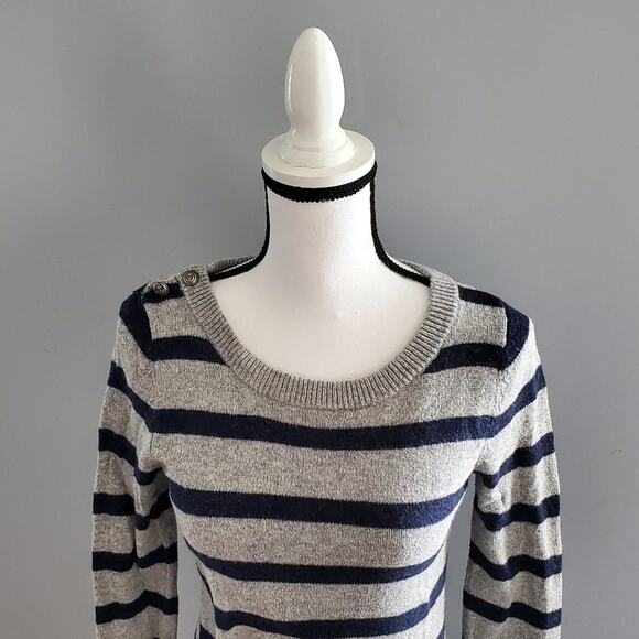 Ruby Moon Gray Blue Striped Tunic Sweater Dress M - Picture 3 of 8